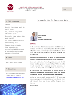 EDITORIAL Editorial Spanish Patent Law: ready for the XXI century
