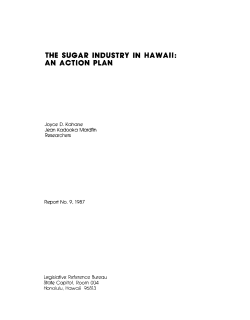 the sugar industry in hawaii: an action plan