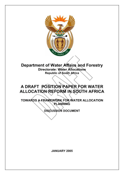 Draft Position Paper for Water Allocation Reform in South