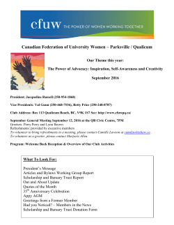 September 2016 Newsletter - (CFUW) Parksville