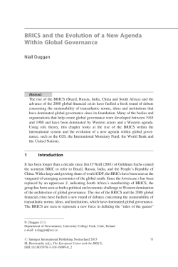 BRICS and the Evolution of a New Agenda Within Global Governance