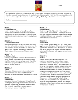 Name Project 1 A Camp Newsletter Create a camp