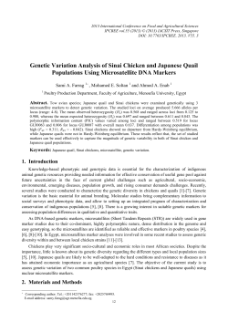 Genetic Variation Analysis of Sinai Chicken and Japanese Quail