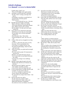 Unferth`s Challenge from Beowulf translated by Burton Raffel
