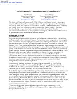Common Operations Failure Modes in the