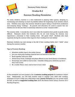 Grades K-2 Summer Reading Newsletter