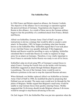 The Schlieffen Plan - Cambridge College Secondary Humanities