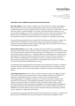 Description of candidates proposed by the Board of Directors (UK