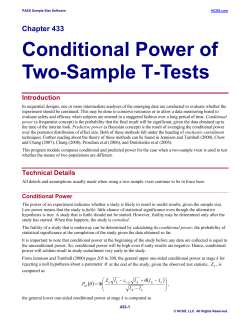 Conditional Power of Two-Sample T-Tests