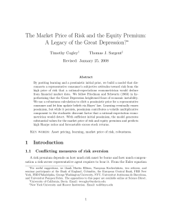The Market Price of Risk and the Equity Premium: A Legacy of the