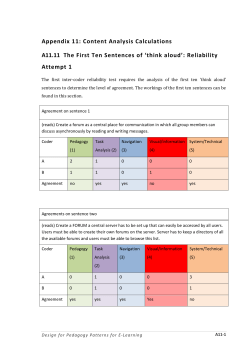 Appendix 11: Content Analysis Calculations A11.11 The First Ten
