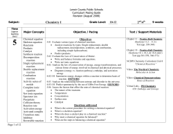 LCPS PACING GUIDE - CHEMISTRY I (PART II