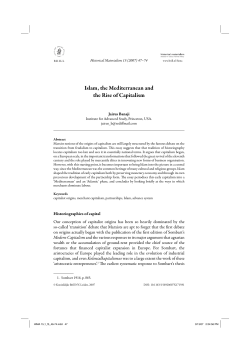Islam, the Mediterranean and the Rise of Capitalism