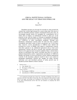 cercla, institutional controls, and the legacy of urban industrial use