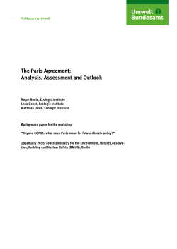 The Paris Agreement: Analysis, Assessment and