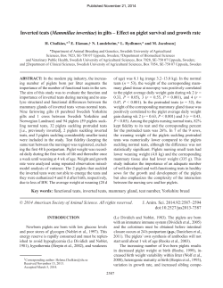 Inverted teats (Mammillae invertitae) in gilts &ndash; Effect on piglet