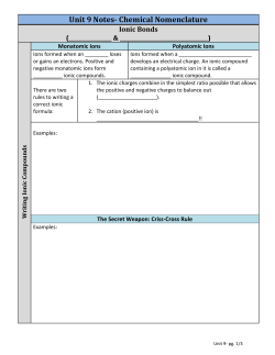 Unit 9 Notes- Chemical Nomenclature