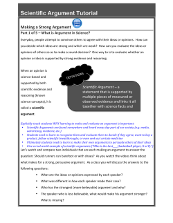 Scientific Argument Tutorial 1.1