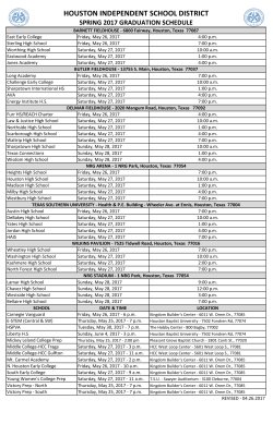 2017 Graduation Schedule
