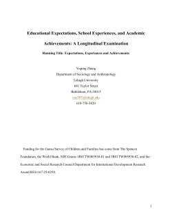 Educational Expectations, School Experiences, and Academic