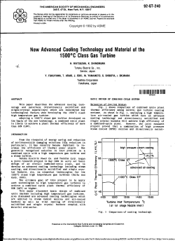 New Advanced Cooling Technology and Material of the 1500°C