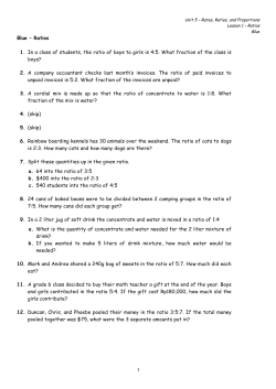 Blue – Ratios 1. In a class of students, the ratio of boys to girls is 4:5