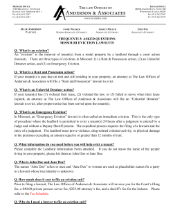 FREQUENTLY ASKED QUESTIONS MISSOURI EVICTION