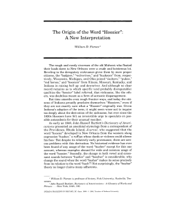 The Origin of the Word &ldquo;Hoosier&rdquo;: A New Interpretation