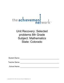 Unit Recovery: Selected problems 8th Grade Subject: Mathematics