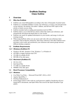 EndNote Class Outline - Thomson Reuters Community
