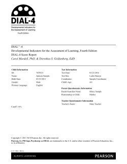 DIAL&trade; -4 Developmental Indicators for the Assessment of Learning