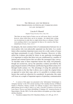 The Message and the Medium: Some Observations on Epistolary