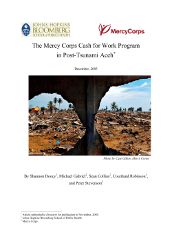 The Mercy Corps Cash for Work Program in Post