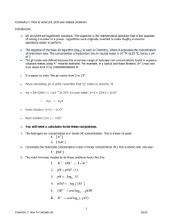 Chemistry I: How to solve pH, pOH and related