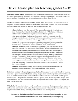 Haiku: Lesson plan for teachers, grades 6&mdash;12