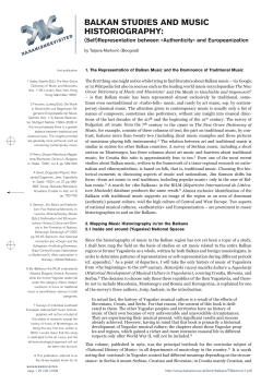 balkan studies and music historiography