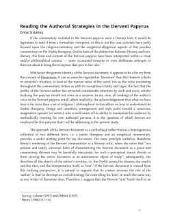 Reading the Authorial Strategies in the Derveni Papyrus