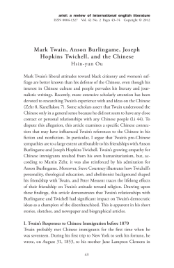 Mark Twain, Anson Burlingame, Joseph Hopkins Twichell, and the