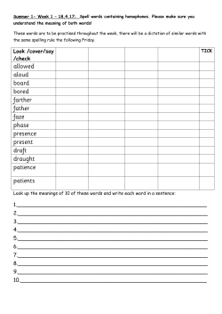 Summer 1 Week 1 17 04 17 Y5 Spellings Homophones