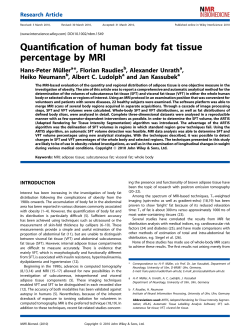 Quantification of human body fat tissue percentage by MRI