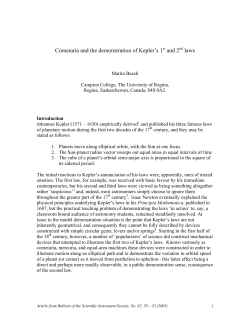 Cometaria and the demonstration of Kepler`s 1st and 2nd Law
