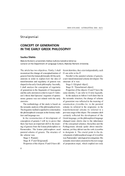 Straipsniai CONCEPT OF GENERATION IN THE EARLY GREEK