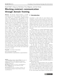 Blocking-resistant communication through domain fronting