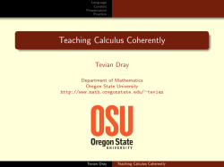 Teaching Calculus Coherently