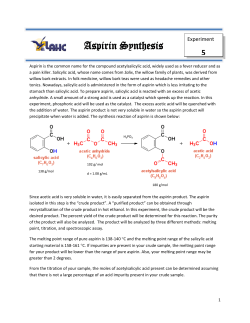 Experiment 5 - Synthesis of Aspirin