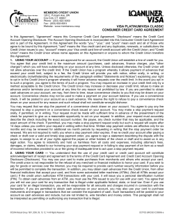 MCU Visa Consumer Credit Card Agreement