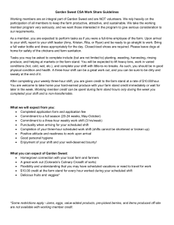 Garden Sweet CSA Work Share Guidelines Working members are