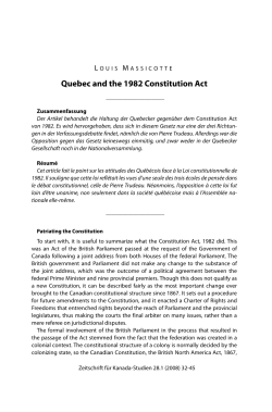 Quebec and the 1982 Constitution Act