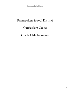 Grade 1 Math - 2016 - Pennsauken Public Schools