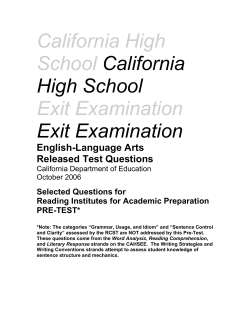CAHSEE Pre-Test